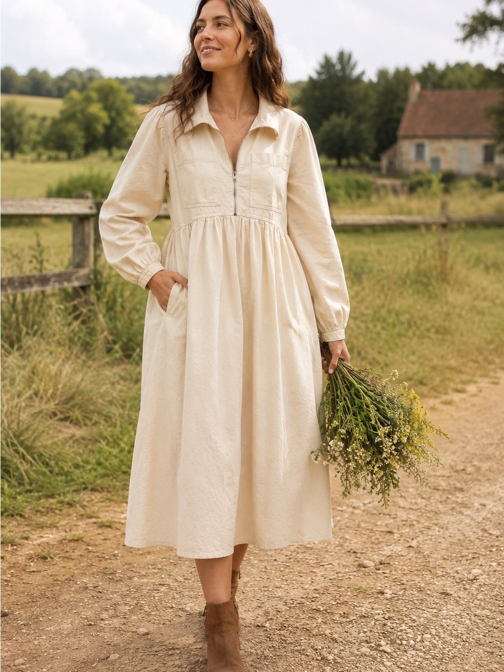 Anthropologie Aligne Gabriella Ecru Dress – Size 16